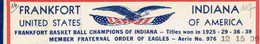 Basket Ball : Vintage Card From Frankfort (Champions Of Indiana 1925 - 29 - 36 - 39) - Basketball