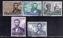 REPUBBLICA DI SAN MARINO 1959 ABRAMO LINCOLN SERIE COMPLETA COMPLETE SET USATA USED OBLITERE' - Gebraucht