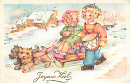 Joyeux Noël * Cpa Illustrateur Luce ANDRE * Enfant Sur Traineau Trainé Par Des Chiens * Dog - Autres & Non Classés