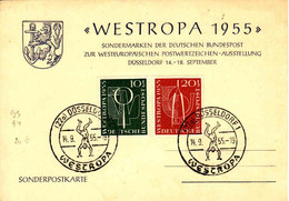 Germany 1955, Sondermarken Zur Westeuropäischen Postwertzeichen - Ausstellung Dusseldorf, Wappen - Postkarten - Ungebraucht