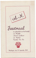 Menu - Maldegem - Feestmaal Huwelijk Adrienne Gailliaert X Napoleon Van Rie - 12 September 1942 - Menus