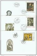 3 FDC 132/134 SLOVAQUIE 1997 Mi 292/4 Yv 250/252 Art KUPECKY , NARDO DI CIONE , SOKOL - FDC