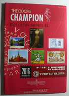 BULLETIN MENSUEL DE THEODERE CHAMPION 2016 (YVERT TELLIER) NOVEMBRE 2015 - Nº 1321 - Frankrijk