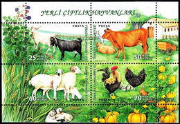 Turkey, Türkei - 2007 - Domestic Farm Animals ( Chicken, Cow, Goat, Lamb) - 1.Mini S/Sheet ** MNH - Nuevos