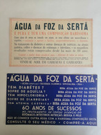 Portugal 2 Carton Publicitaire Eau En Bouteille Foz Da Sertã 2 Publicitary Cards Bottled Water - Affiches