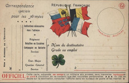 Guerre 14 CP En FM Franchise Militaire Paris CJ Tours Trèfle Drapeaux Alliés Russie Belgique France Grande-Bretagne - Guerre De 1914-18