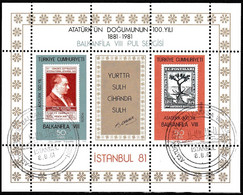 Turkey, Türkei - 1981 - Balkanfila VIII Stamps Exhibition - 1.Mini S/Sheet - USED - Used Stamps