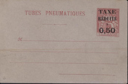 Enveloppe Entier Chaplain 60ct Surcharge Typographique Noir Taxe Réduite à 0,5 Tubes Pneumatiques - Pneumatiques
