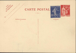 Entier Neuf Paix De Laurens 90ct Rouge Storch E1 + YT 279 Semeuse Camée Sans Date Cote 110 Euros - Standard Postcards & Stamped On Demand (before 1995)
