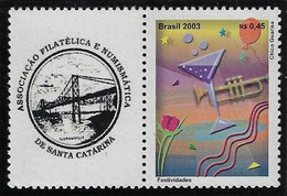 Brazil RHM-C-2540 Personalized Stamp 2003 Philatelic Numismatic Association Of Santa Catarina Bridge Hercilio Luiz - Gepersonaliseerde Postzegels