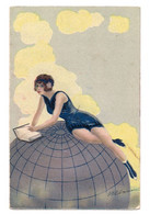 CPA ILLUSTREE MORIN - Montage : FEMME SUR UN GLOBE -  (N° 3768 Milano) - Série 2118-5 - - Morin, Henri