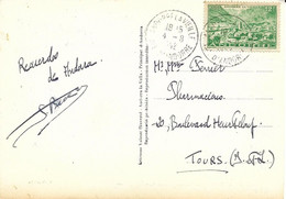 ANDORRE -    TIMBRES  N° 130 -  MAISON DES VALLEES  -  TARIF CP 6 01 49  -  1952 - CACHET MANUEL ANDORRE LA VIEILLE - Briefe U. Dokumente