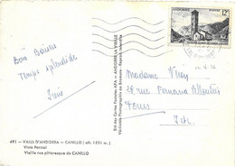 ANDORRE -    TIMBRES  N° 145  -  SAINTE COLOMA  -  TARIF CP 6 01 49 AU 30 6 57  -  1956 - Covers & Documents