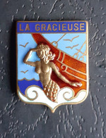 INSIGNE DE L'AVISO DRAGEUR LA GRACIEUSE . - Marine
