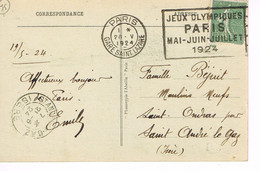 MARQUE POSTALE -  JEUX OLYMPIQUES 1924 - GARE SAINT LAZARE - 20-05-1924 - - Summer 1924: Paris