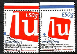 LUXEMBOURG, LUXEMBURG 2015,SERIE MI 2056-2057, PRESIDENCE CONSEIL UNION EUROPEENNE ESST GESTEMPELT,OBLITERE - Used Stamps