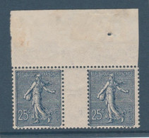 N° 132d X 2 SEMEUSE LIGNEE 25c EN PAIRE BORD DE FEUILLE RECTO VERSO TTB ** - Unused Stamps