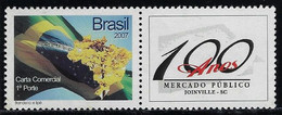 Brazil RHM-C-2853 Personalized Stamp Flag And Yellow Tree Issued 2009 allusive 100 Years Of Public Market Of Joinville - Personalizzati