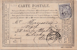 31294# SAGE N°66 SEUL CARTE PRECURSEUR Obl SAINT JEAN D' ANGELY CHARENTE MARITIME 1876 Pour CLICHY - Vorläufer