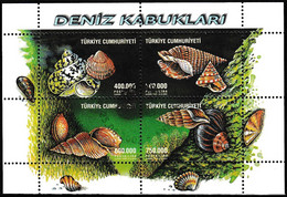 Turkey, Türkei - 2002 - Souvenir Sheet For Seashells - 1.Mini S/Sheet - USED - Used Stamps