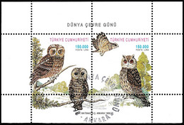 Turkey, Türkei - 1998 - The World Environment Day (Owl) - 1.Mini S/Sheet - USED - Gebraucht