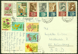 San Marino 1973 Postcard Deco Franked 12 Commemorative Stamps Real Used > Nürnberg Germany A5 - Brieven En Documenten