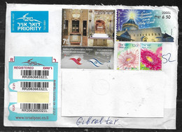 ISRAEL 2022 REGISTERED COVER TO GIBRALTAR WITH JOINT ISSUE STAMP - Storia Postale