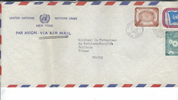 UNITED NATIONS     NATION UNIES  Enveloppe  3 Timbres - Covers & Documents