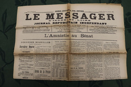 TOURS " Le Messager D'Indre Et Loire - Journal Républicain Indépendant  2 Expl. Du 24/25 Décembre 1900 - 1801-1900