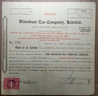 INDIA 1979 DIMAKUSHI TEA COMPANY LIMITED, TEA GARDEN, TEA ESTATE.....SHARE CERTIFICATE - Landbouw