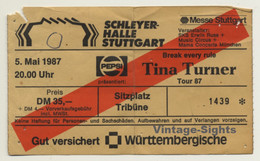 Tina Turner Break Every Rule '87 Ticket Stuttgart - Used (Vintage Memorabilia) - Entradas A Conciertos