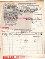 87- LIMOGES- FACTURE IMPRIMERIE PAPETERIE LITHOGRAPHIE USSEL FRERES- 13 RUE CONSULAT - 1918 - Imprimerie & Papeterie