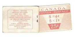 CANADA Carnet De 1962 /  8 Timbres Neufs (sur 10)  / Façiale 20 C Sur 25 Initial / YT 328 Et 331 / OFFRES OK. - Pagine Del Libretto