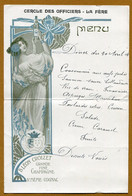 MENU ART NOUVEAU : " COGNAC LEON CROIZET - LA FERE (02) - CERCLE DES OFFICIERS "  (1903) - Menus