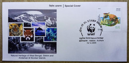 INDIA 2005 W.W.F, NATURAL HERITAGE, NATURE, TIGER, DOLPHIN, RED PANDA....SPECIAL COVER - Lettres & Documents