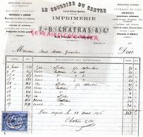 87 - LIMOGES- RARE FACTURE IMPRIMERIE  J.B. CHATRAS- 6 RUE TURGOT- COURRIER DU CENTRE- 1870-SAINT MARC GIRARDIN - Druck & Papierwaren