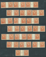 1947 Sg680 Counter Coil Join Pairs Coil Pairs 1 To 19 Cp 2 I Believe. - Unused Stamps