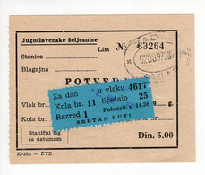 1971. YUGOSLAVIA,CROATIA,ZADAR,RAILWAY TICKET - Europa