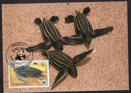 Anguilla - 1983 - Postcard - Turtles - WWF - First Day Issue Postmark - Tartarughe