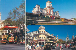 Postcard USA Anaheim, California Disneyland Multi View Mickey And Minnie Train 1991 - Anaheim