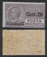 Italia Italy 1924 Regno Pneumatica Leoni Soprastampati C20 Su C15 Sa N.PN6 Nuovo Integro MNH ** - Poste Pneumatique