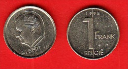 Monnaie  De Circulation Belgique (réf 117) 1 Franc Acier,type Elstrom + 1998 Fl + - 1 Frank