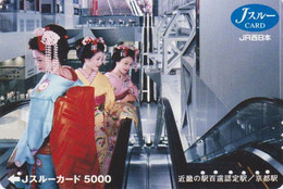 Carte Prépayée JAPON - Femme En Costume Traditionnel - Girl JAPAN Prepaid JR J Ticket Card - Frau Geisha 9994 - Personnages