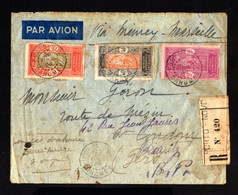 S976-GABON-.AIRMAIL REGISTERED COVER PORTO NOVO To BIARRITZ (france).1939.WWII.Enveloppe.BUSTA Brief.FRENCH COLONIES.AOF - Brieven En Documenten