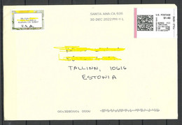 USA 2022 Cover To ESTONIA O Santa Ana - Cartas & Documentos