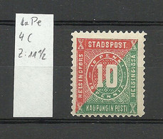 FINLAND HELSINKI 1881 Local City Post Stadtpost Helsinki 10 Pen Per 11 1/2 MNH - Lokale Uitgaven