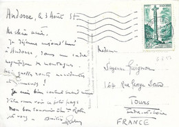 ANDORRE   -  TIMBRE  N° 147  -  CROIX GOTHIQUE  -  1955    -  SEUL SUR LETTRE - Covers & Documents