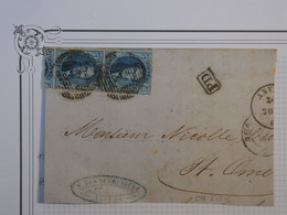 BL16 BELGIQUE   LETTRE DEVANT 1860 ANVERS  ST OMER  FRANCE +PAIRE DE 20 C BLEU+ VOISIN + +AFFRANCH. INTERESSANT+ + - 1849-1865 Medaillen (Sonstige)