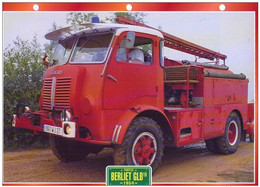 C2/ FICHE CARTONNE Camion POMPIER 1954 BERLIET GLB19 - Camiones