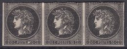 FRANCE : 1876 - ESSAI PROJET GAIFFE 10c NOIR BANDE DE 3 ( DEFECTUEUX ) NEUVE - A VOIR COTE 660 € - Proofs, Unissued, Experimental Vignettes